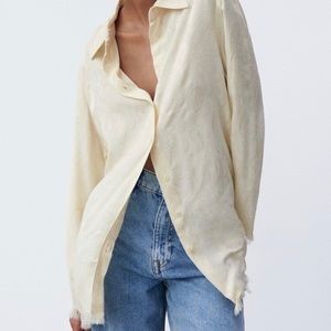 Zara Frayed jacquard button-up shirt
